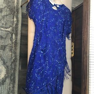 Vintage Laurence Kazar Blue Sequin dress